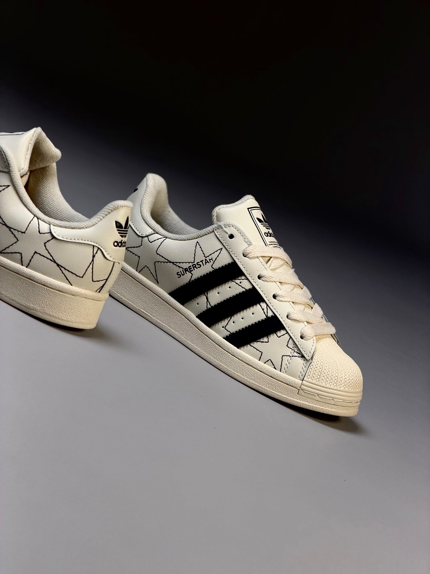 Adidas Superstar Cream White Black Stars