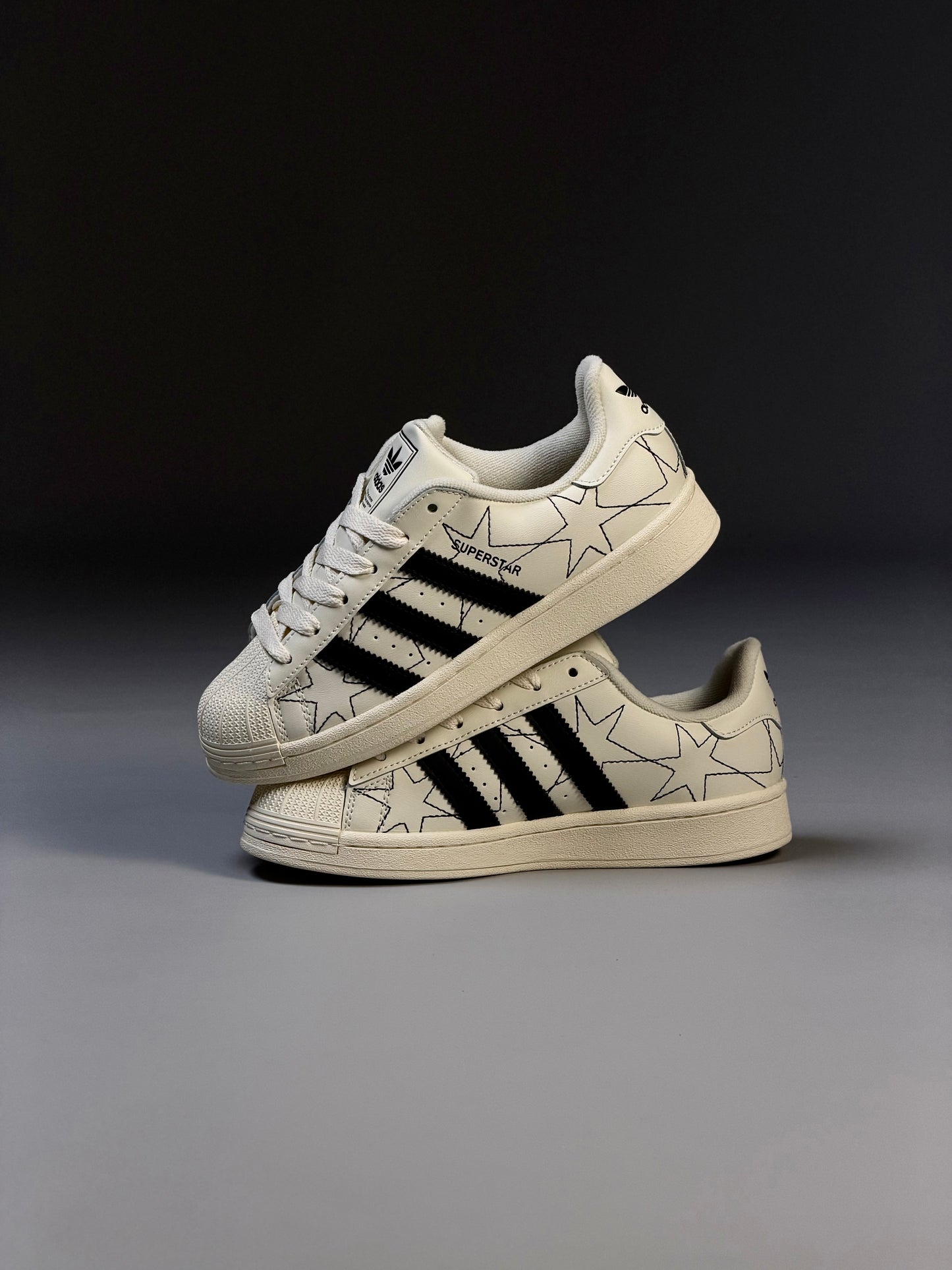 Adidas Superstar Cream White Black Stars