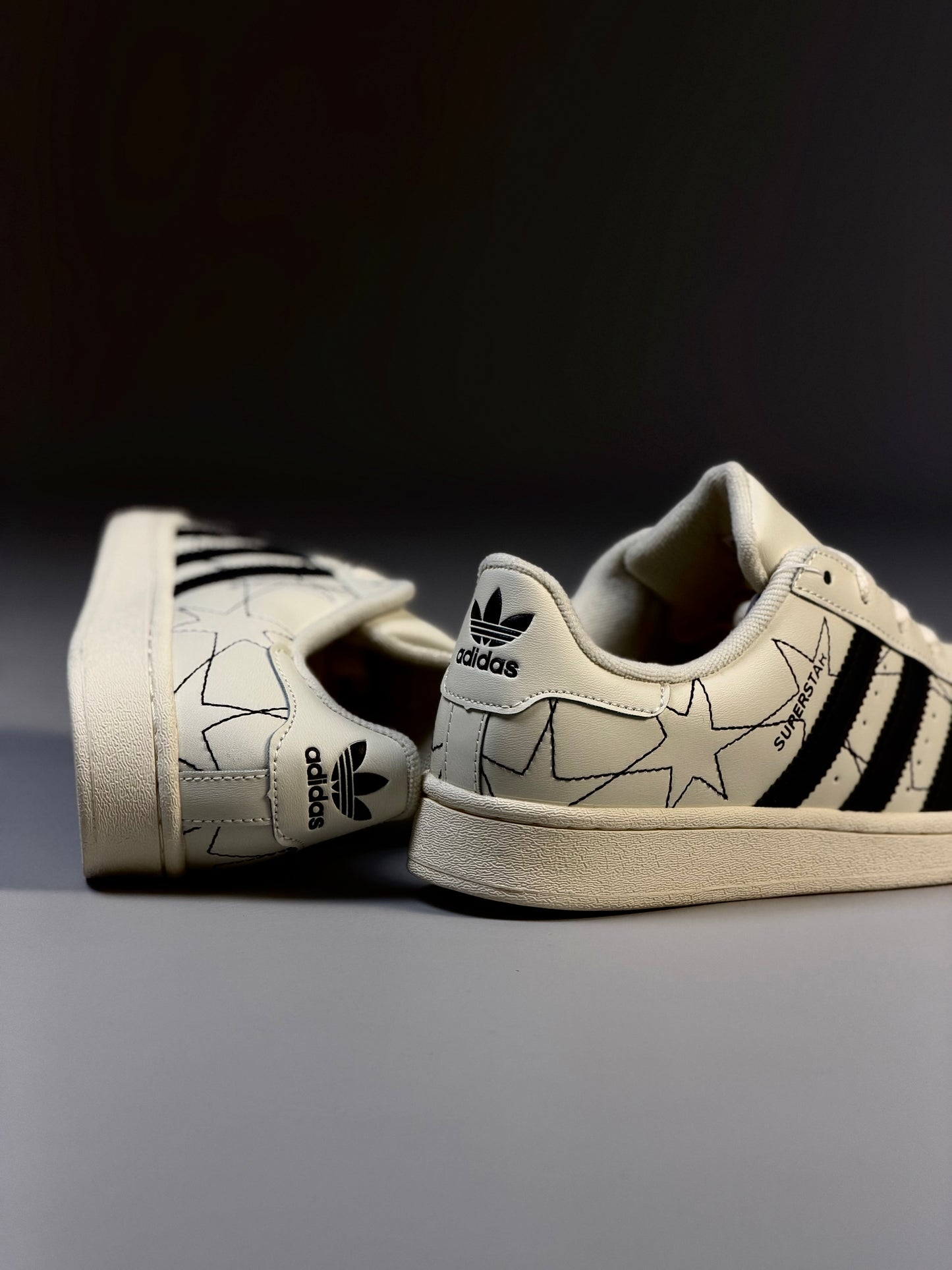 Adidas Superstar Cream White Black Stars
